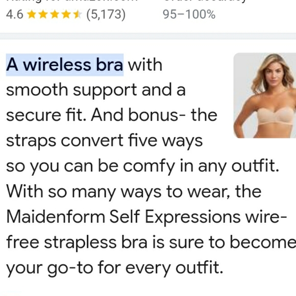 BRA SELF EXPRESSION BY MAIDENFORM STRAPLESS BRA SIZE 38 DD BRA - Picture 2 of 15